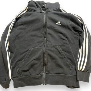 Adidas 3 Stripe Black Full Zip Hoodie Size Large.